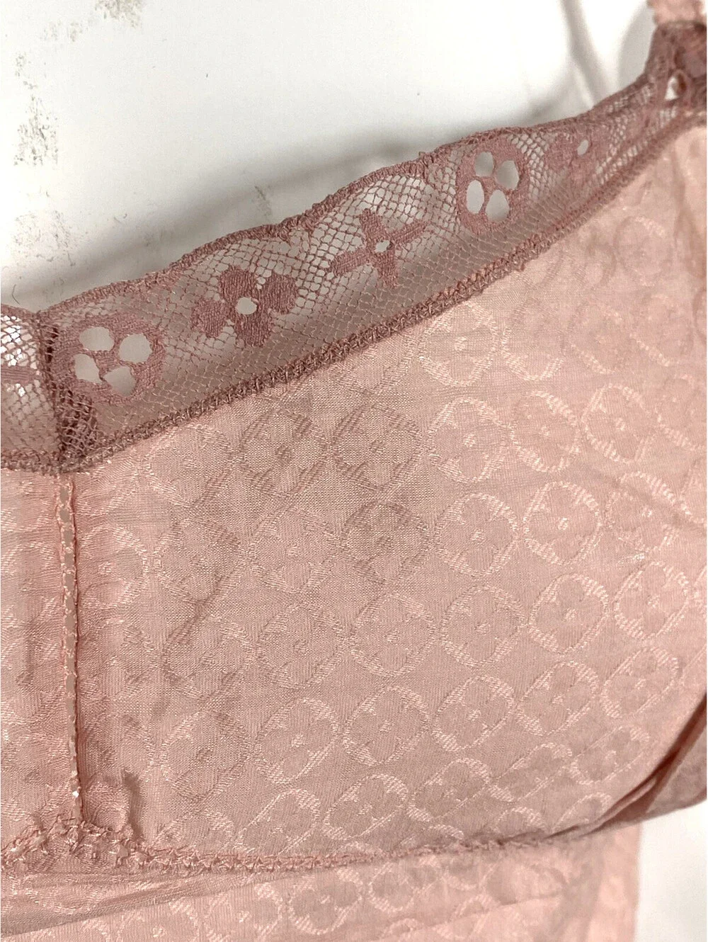 NWT Vintage Louis Vuitton FR-38 Cotton Silk Pink Monogram Lace Trimmed Camisole